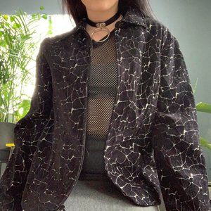 🦓Funky & unique black and grey zip up patterned jacket